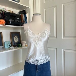 Vintage 90s Victoria's Secret white lace satin cami top